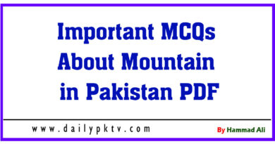 Important MCQs About Mountain in Pakistan PDF