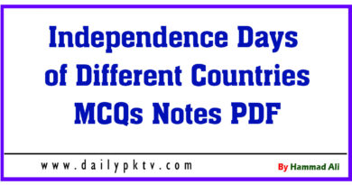 Independence Days of Different Countries MCQs Notes PDF