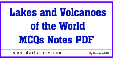 Lakes and Volcanoes of the World MCQs Notes PDF