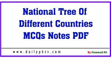 National Tree Of Different Countries MCQs Notes PDF