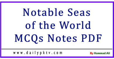 Notable-Seas-of-the-World-MCQs-Notes-PDF