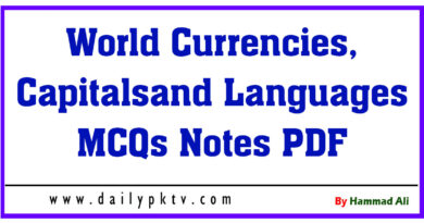 World Currencies Capitals and Languages MCQs Notes PDF