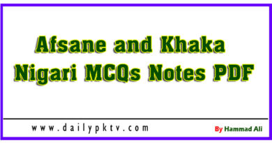 Afsane and Khaka Nigari MCQs Notes PDF