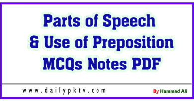 Parts of Speech & Use of Preposition