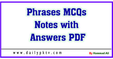 Phrases MCQs Notes with Answers PDF