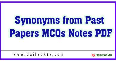 Synonyms from Past Papers MCQs Notes PDF
