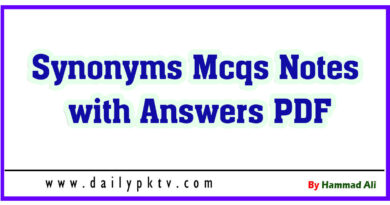 Synonyms MCQs Notes with Answers PDF